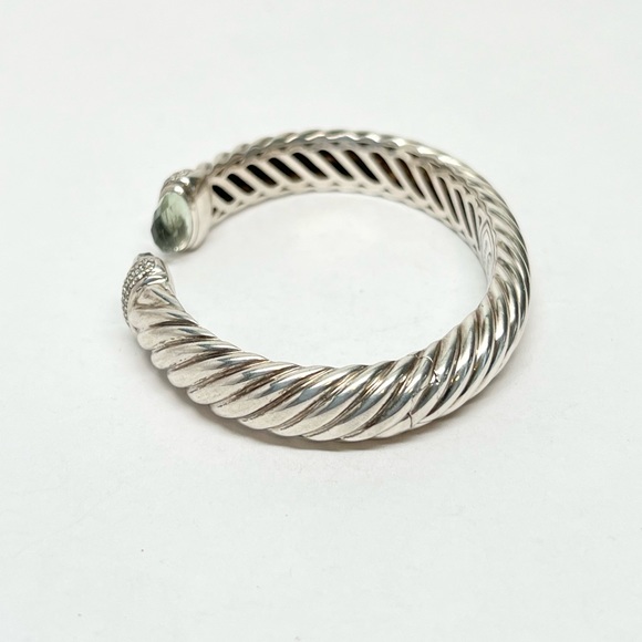 David Yurman 10mm Waverly Praisiolite Diamond Cuff Bracelet .925 - Picture 5 of 10